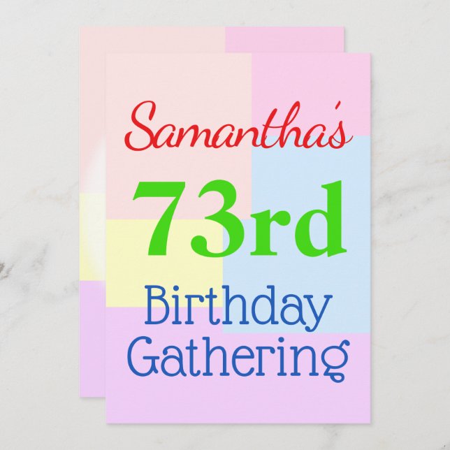 Geometric Themed "73rd Birthday Gathering" Invitation (Front/Back)