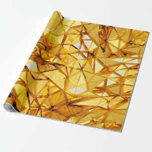 Geometric three dimensional golden metal backgroun wrapping paper