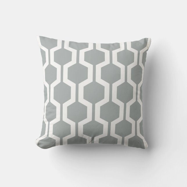Geometric Throw Pillow in Paloma Grey (Front)