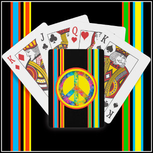 [Geometric Tie-Dye] Stripes with Peace Sign Playing Cards