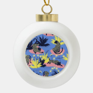 Geometric tiger, leopard: children's pattern. ceramic ball christmas ornament