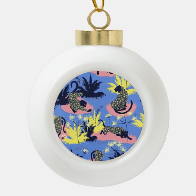 Geometric tiger, leopard: children's pattern. ceramic ball christmas ornament (Front)