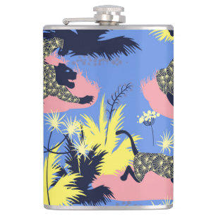 Geometric tiger, leopard: children's pattern. hip flask