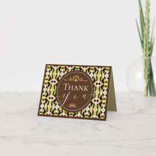 Geometric Tile Brown Thank You Card