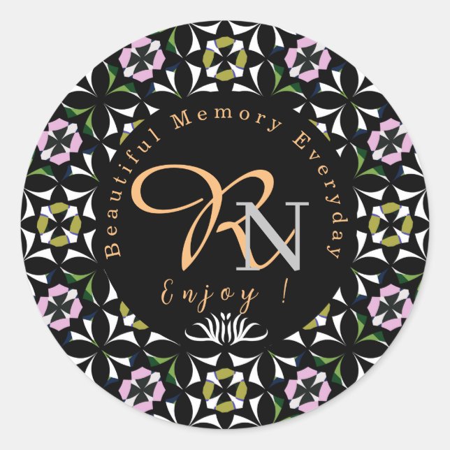 Geometric tile classic round sticker (Front)