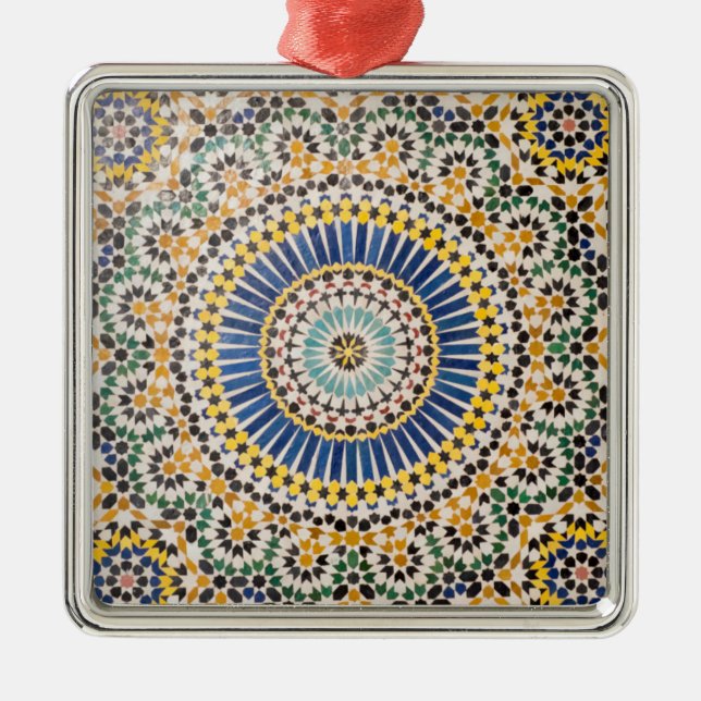 Geometric tile pattern, Morocco Metal Tree Decoration (Front)