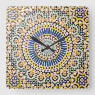 Geometric tile pattern, Morocco Square Wall Clock