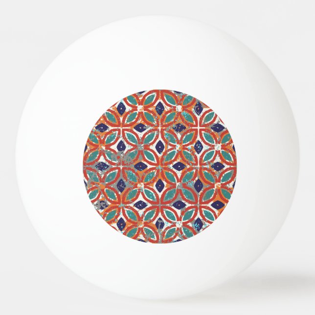 Geometric tiles: ethnic vintage background. ping pong ball (Front)