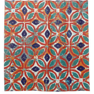 Geometric tiles: ethnic vintage background. shower curtain