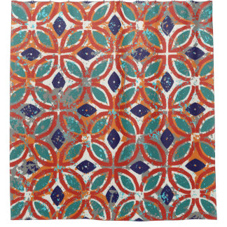 Geometric tiles: ethnic vintage background. shower curtain