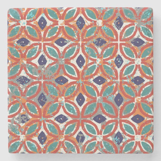 Geometric tiles: ethnic vintage background. stone coaster (Front)