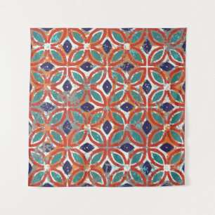 Geometric tiles: ethnic vintage background. tapestry