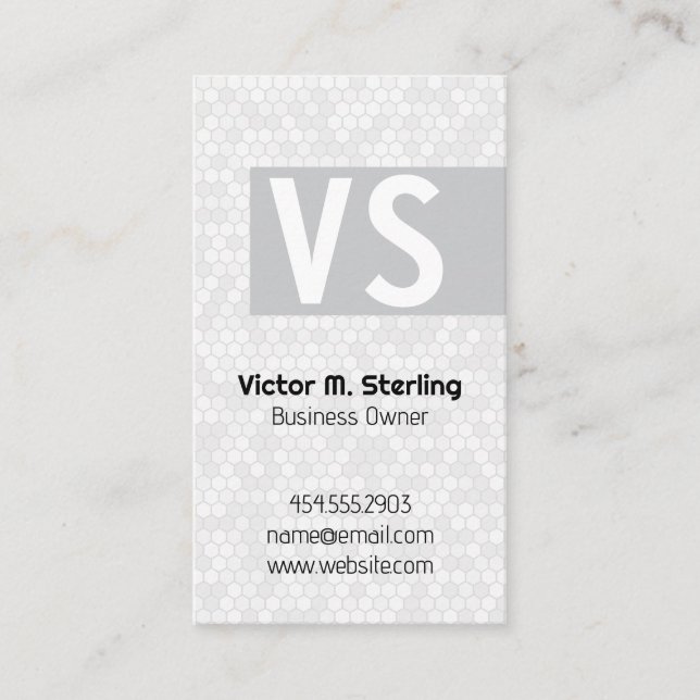 Geometric Tiles | Monogram Business Card (Front)