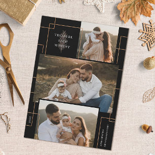 Geometric Treasure Each Moment Christmas 3 Photo H Holiday Card