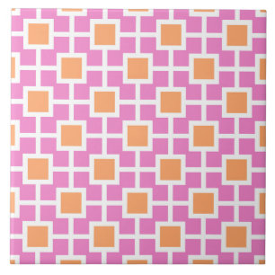 Geometric Trellis Pattern in Pink & Orange Tile