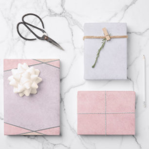 Geometric Trendy Rose Gold Pink Silver Wrapping Paper Sheet
