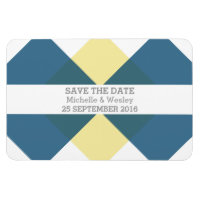 Geometric Triad Save the Date Magnet Blue Yellow