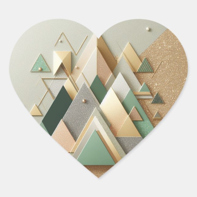Geometric Triangle Glitter Abstract Heart Stickers (Front)