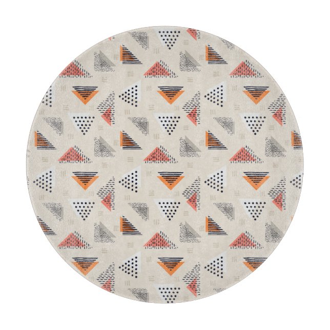 Geometric Triangle Hand Drawn Pattern Cutting Board (Front)