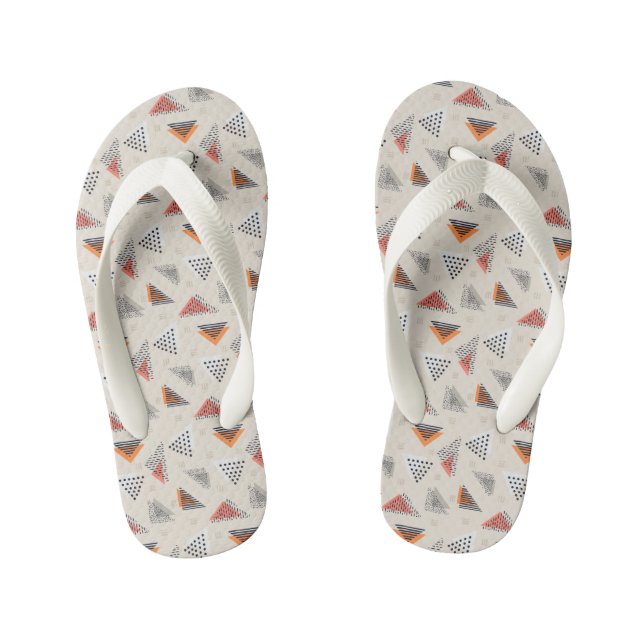 Geometric Triangle Hand Drawn Pattern Kid's Jandals (Footbed)