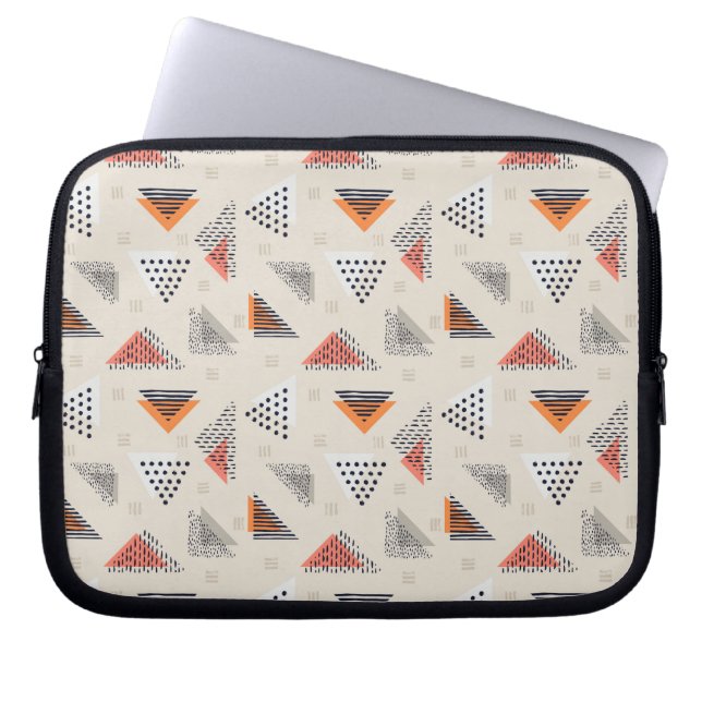 Geometric Triangle Hand Drawn Pattern Laptop Sleeve (Front)