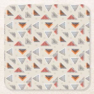 Geometric Triangle Hand Drawn Pattern Square Paper Coaster