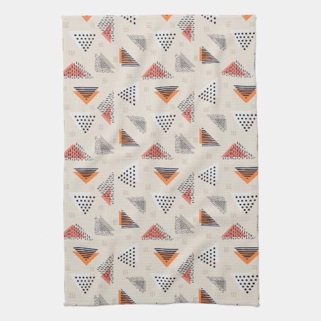 Geometric Triangle Hand Drawn Pattern Tea Towel (Vertical)