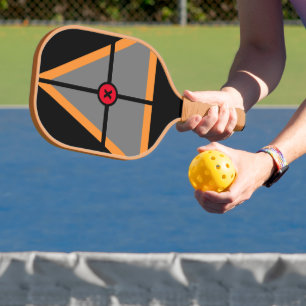 Geometric Triangle Lines Shapes Black Gold Silver Pickleball Paddle