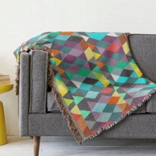 Geometric Triangle Mint Aqua Modern Abstract Throw Blanket