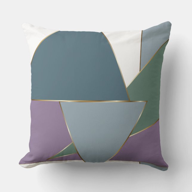Geometric Triangle Pattern  Blue Violet Green Cushion (Front)
