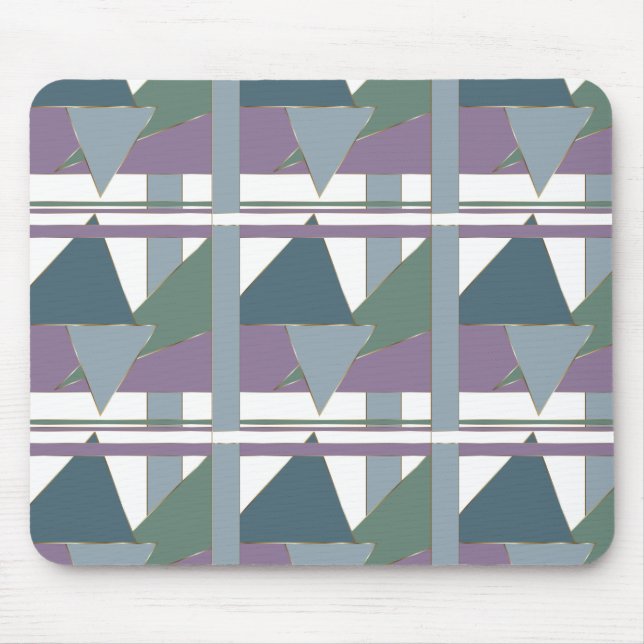 Geometric Triangle Pattern  Blue Violet Green Mouse Pad (Front)