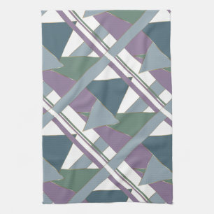 Geometric Triangle Pattern Blue Violet Green Tea Towel