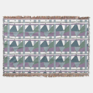 Geometric Triangle Pattern  Blue Violet Green Throw Blanket