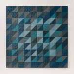 Geometric Triangle Pattern in Blue and Grey Jigsaw Puzzle<br><div class="desc">A stylish geometric gradient pattern of triangles in deep shades of gray and blue.</div>