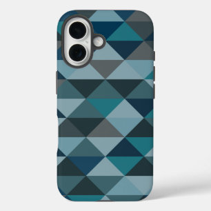 Geometric Triangle Pattern in Blue Gradient iPhone 16 Case
