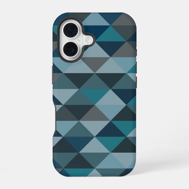 Geometric Triangle Pattern in Blue Gradient iPhone 16 Case (Back)