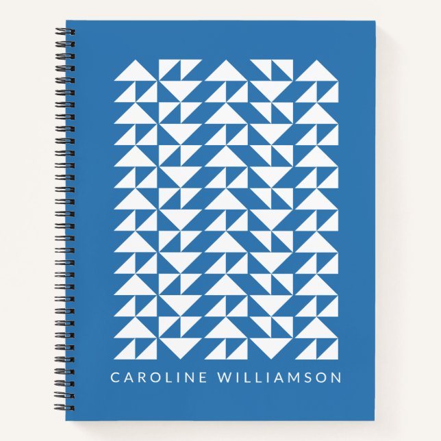 Geometric Triangle Shapes in Blue Personalised Notebook (Front)