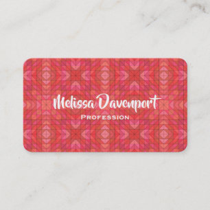 Geometric Triangles and Diamonds In Red And Pink Business Card