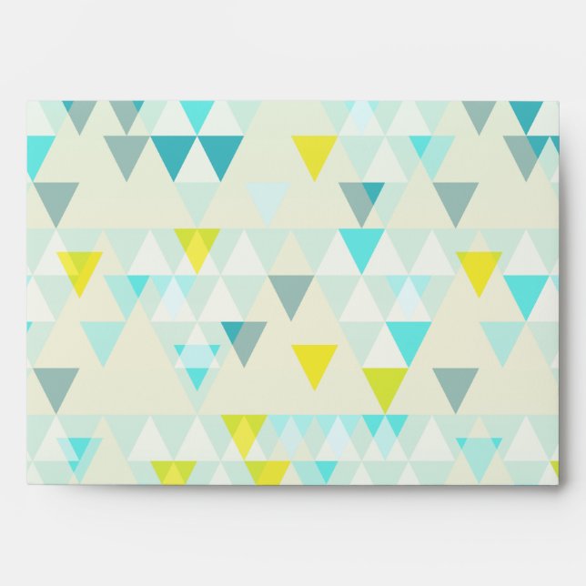 Geometric Triangles Aqua Blue White Yellow Pattern Envelope (Front)