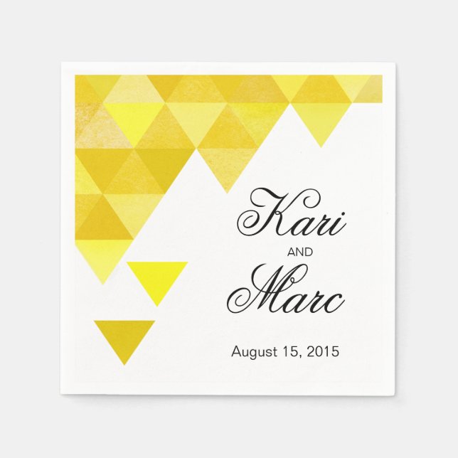 Geometric Triangles Cocktail Party | yellow gold Napkin (Front)