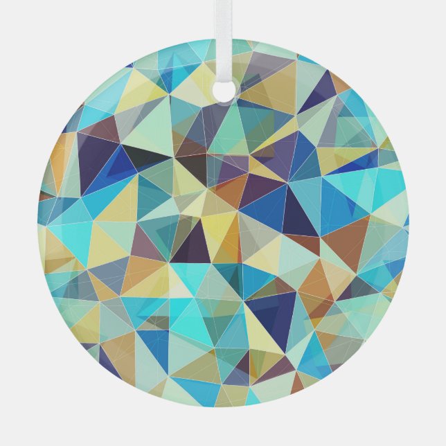 Geometric Triangles: Colourful Abstract Pattern Glass Tree Decoration (Front)