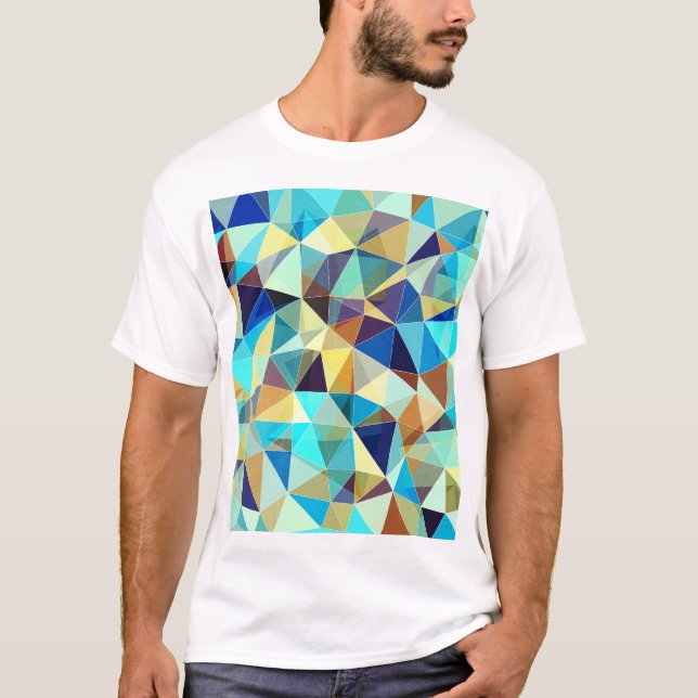 Geometric Triangles: Colourful Abstract Pattern T-Shirt (Front)