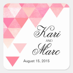 Geometric Triangles Favour Decal   peony pink mauv Square Sticker