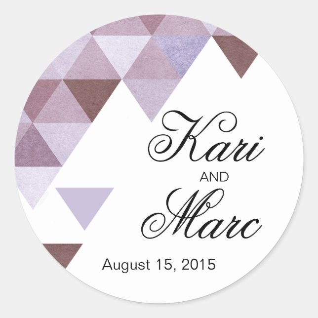 Geometric Triangles Favour Decal | periwinkle Classic Round Sticker (Front)