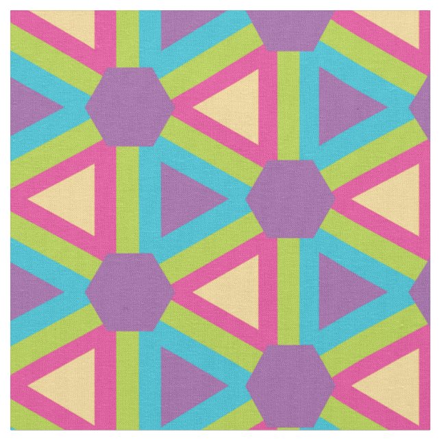 Geometric Triangles in Bright colour pallet Fabric (Close Up)
