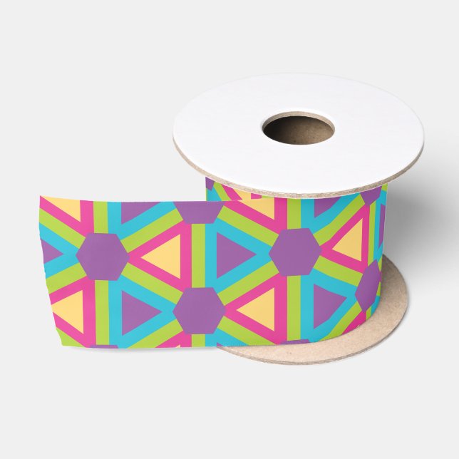 Geometric Triangles in Bright colour pallet Satin Ribbon (Spool)
