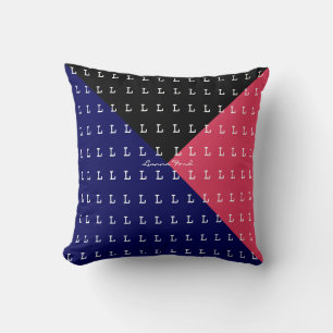 geometric triangles & initials pattern cushion