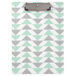 Geometric Triangles Mint Green Grey White Pattern Clipboard