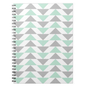 Geometric Triangles Mint Green Grey White Pattern Notebook