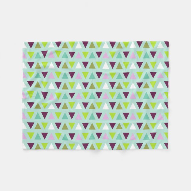 Geometric Triangles Mint Green Purple Pattern Fleece Blanket (Front (Horizontal))